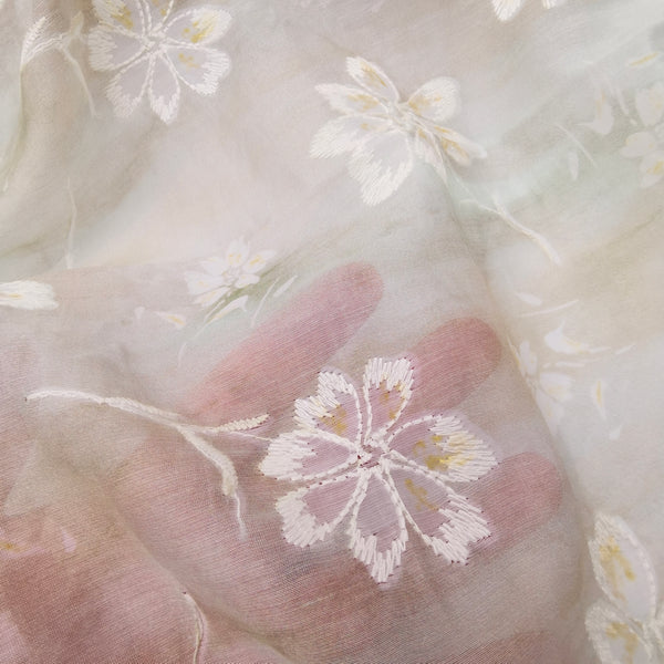 Ren Cotton Thêu Hoa In Màu