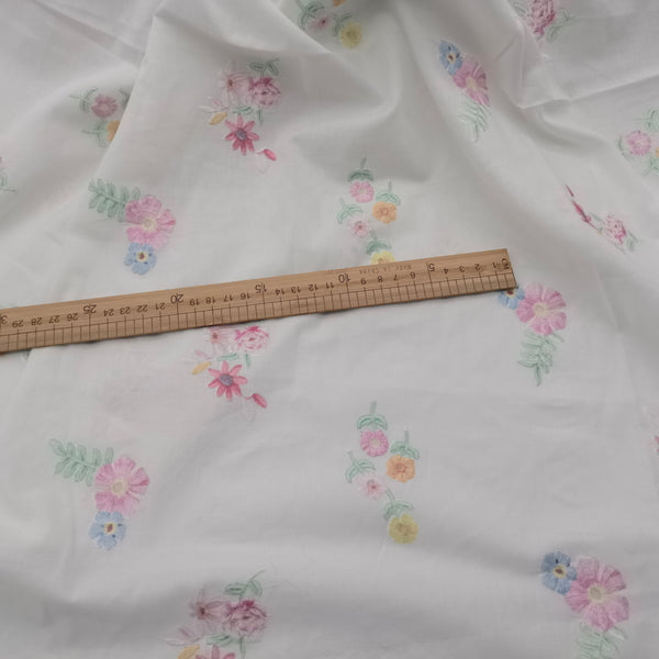 Ren Cotton Thêu Hoa In Màu